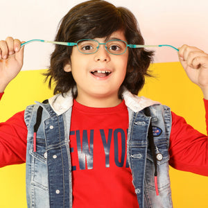 Green Rectangle Full Rim  Kid Eyeglasses by Lenskart Junior-142695