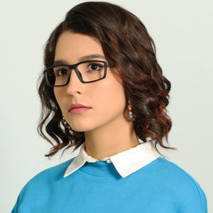 Black Rectangle Full Rim Extra Wide Unisex Eyeglasses by Lenskart Air Online-136737