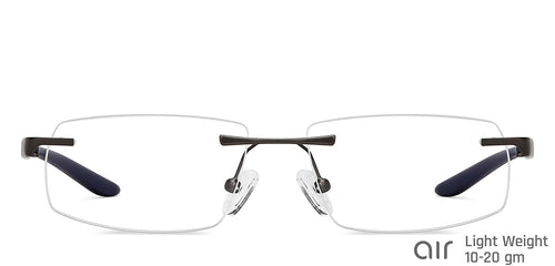 Grey Rectangle Rimless Wide Unisex Eyeglasses by Lenskart Air-136776