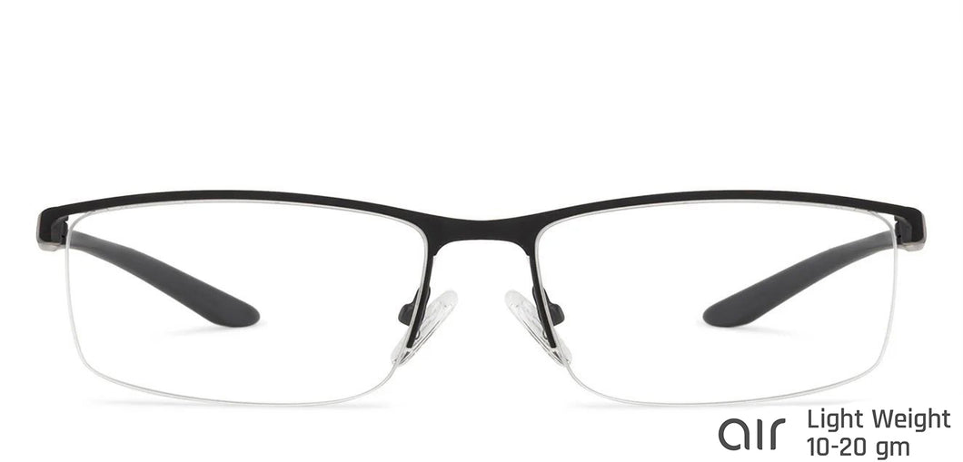 Black Rectangle Half Rim Unisex Eyeglasses by Lenskart Air Online-136779