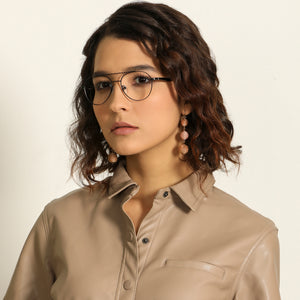 Black Aviator Full Rim Unisex Eyeglasses by Lenskart Air Online-136792