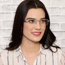 Load image into Gallery viewer, Grey Rectangle Half Rim Wide Unisex Eyeglasses by Lenskart Air Online-136808