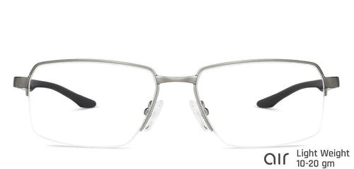 Grey Rectangle Half Rim Wide Unisex Eyeglasses by Lenskart Air Online-136808