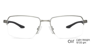 Grey Rectangle Half Rim Wide Unisex Eyeglasses by Lenskart Air Online-136808