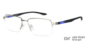 Grey Rectangle Half Rim Wide Unisex Eyeglasses by Lenskart Air Online-136808