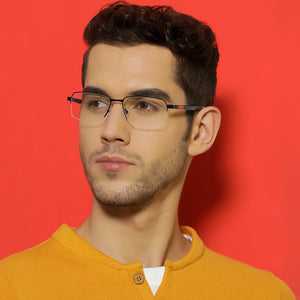 Black Rectangle Half Rim Unisex Eyeglasses by Lenskart Air Computer Glasses-147969