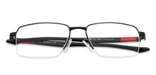 Load image into Gallery viewer, Black Rectangle Half Rim Wide Unisex Eyeglasses by Lenskart Air Online-136809