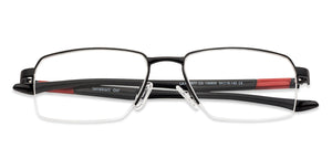 Black Rectangle Half Rim Wide Unisex Eyeglasses by Lenskart Air Online-136809