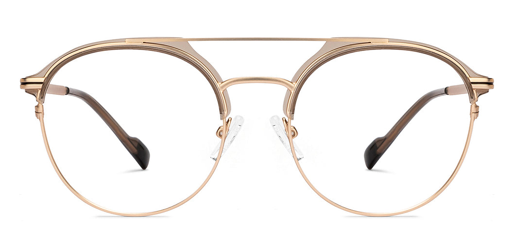 Gold Round Full Rim Unisex Eyeglasses by Lenskart STUDIO-205397