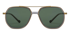 Gold Geometric Full Rim Unisex Sunglasses by Lenskart STUDIO-205480