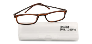 Brown Rectangle Full Rim Unisex Eyeglasses by Lenskart READERS-152153