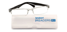 Load image into Gallery viewer, Transparent Rectangle Half Rim Unisex Eyeglasses by LENSKART BLU READERS-152617