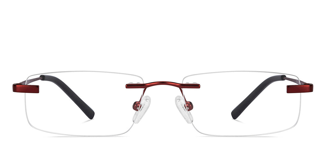 Maroon Rectangle Rimless Unisex Eyeglasses by Vincent Chase-150434