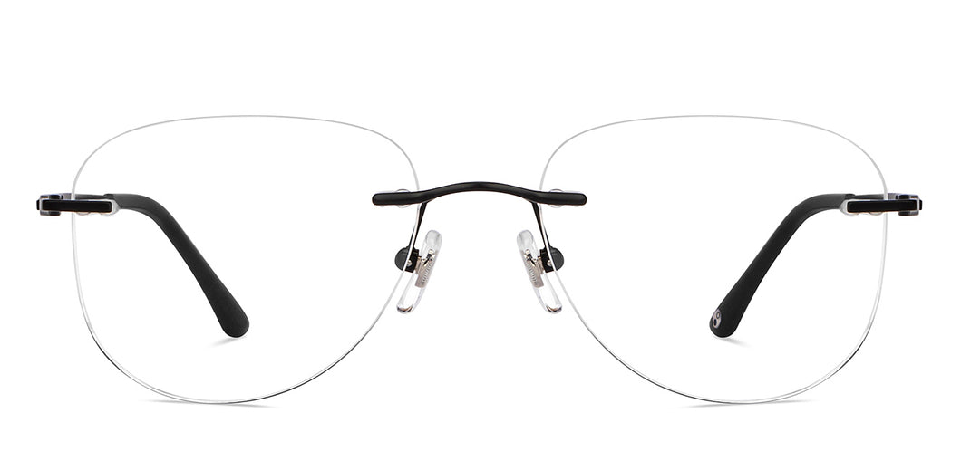 Black Rectangle Rimless Unisex Eyeglasses by John Jacobs-152667