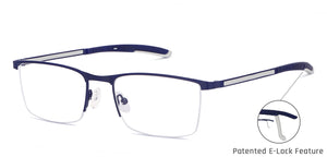 Blue Rectangle Half Rim Unisex Eyeglasses by New Balance-145879