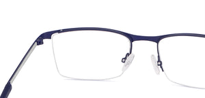 Blue Rectangle Half Rim Unisex Eyeglasses by New Balance-145879