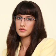 Load image into Gallery viewer, Blue Rectangle Half Rim Unisex Eyeglasses by New Balance-145879