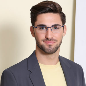 Blue Rectangle Half Rim Unisex Eyeglasses by New Balance-145879