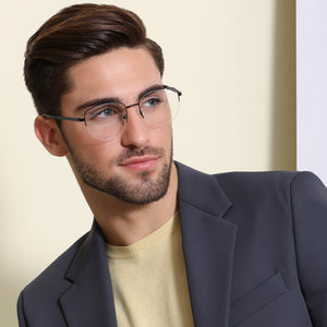 Black Round Half Rim Unisex Eyeglasses by New Balance-145888