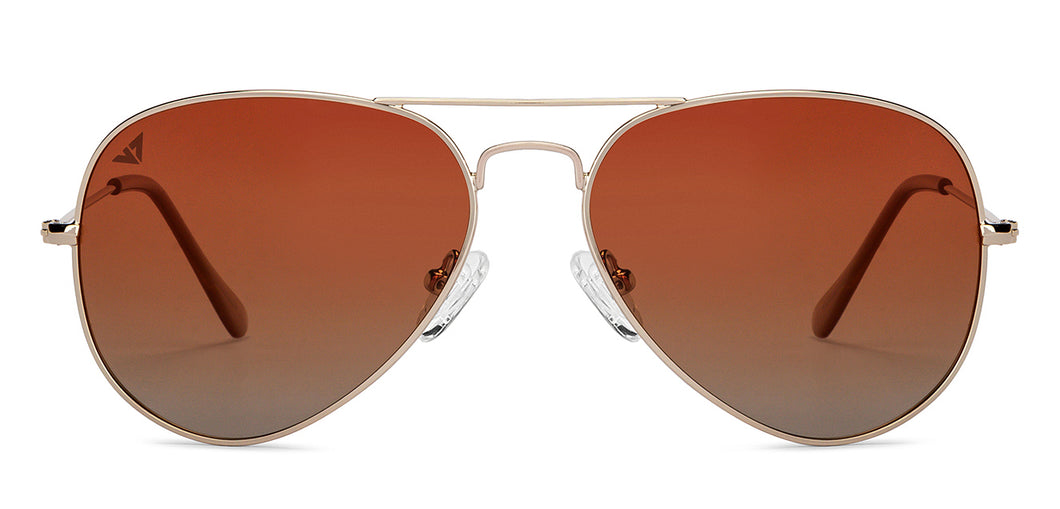 Gold Aviator Full Rim Unisex Sunglasses by Vincent Chase Polarized-200371