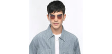 Load image into Gallery viewer, Gold Geometric Full Rim Unisex Sunglasses by Vincent Chase Polarized-209585