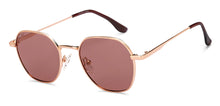 Load image into Gallery viewer, Gold Geometric Full Rim Unisex Sunglasses by Vincent Chase Polarized-209585
