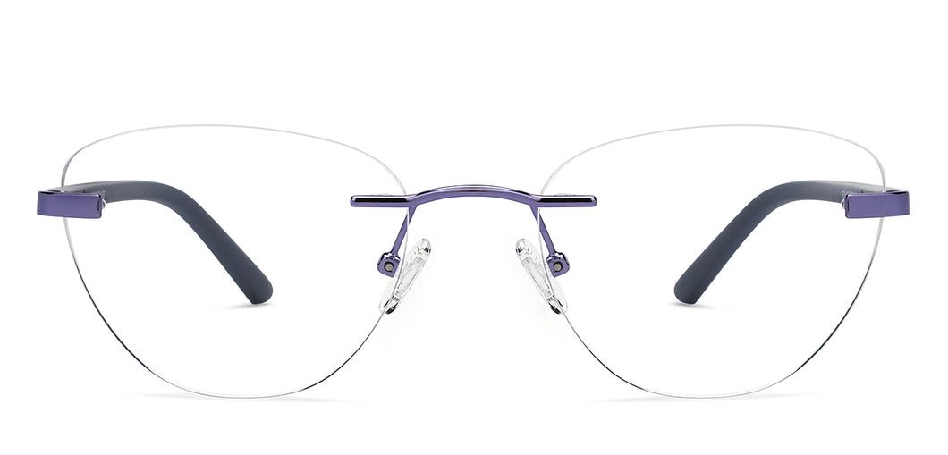 Purple Cat Eye Rimless Women Eyeglasses by Vincent Chase-208780