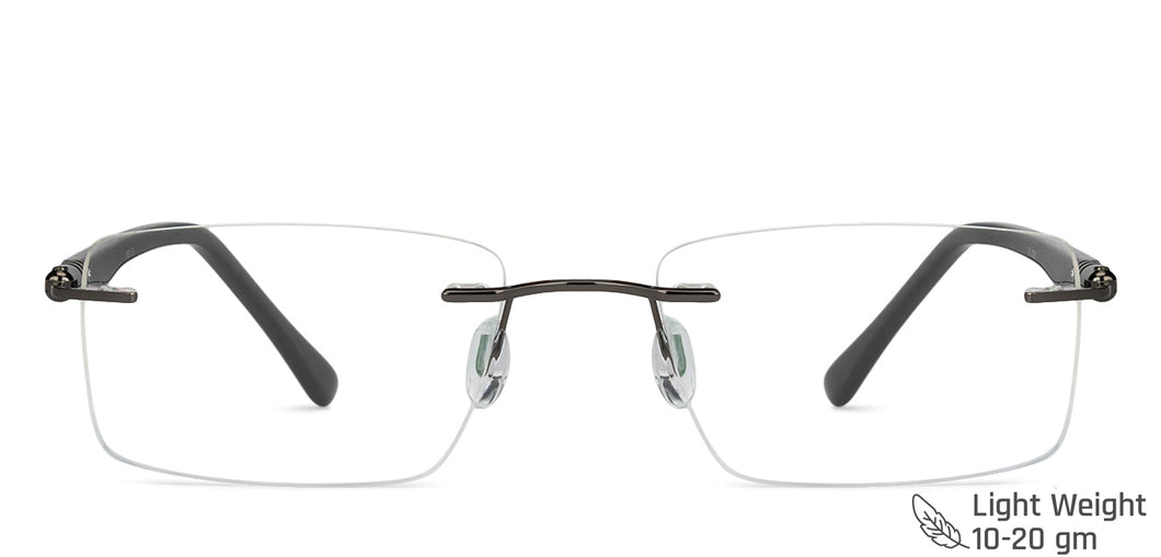 Grey Rectangle Rimless Unisex Eyeglasses by Vincent Chase Online-142259