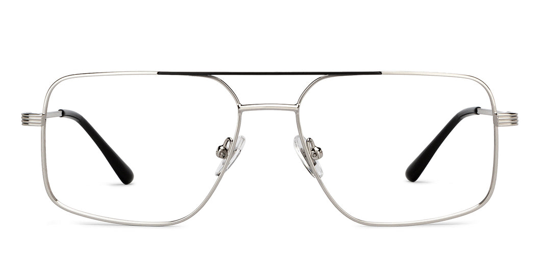 Silver Square Full Rim Unisex Eyeglasses by John Jacobs-201422