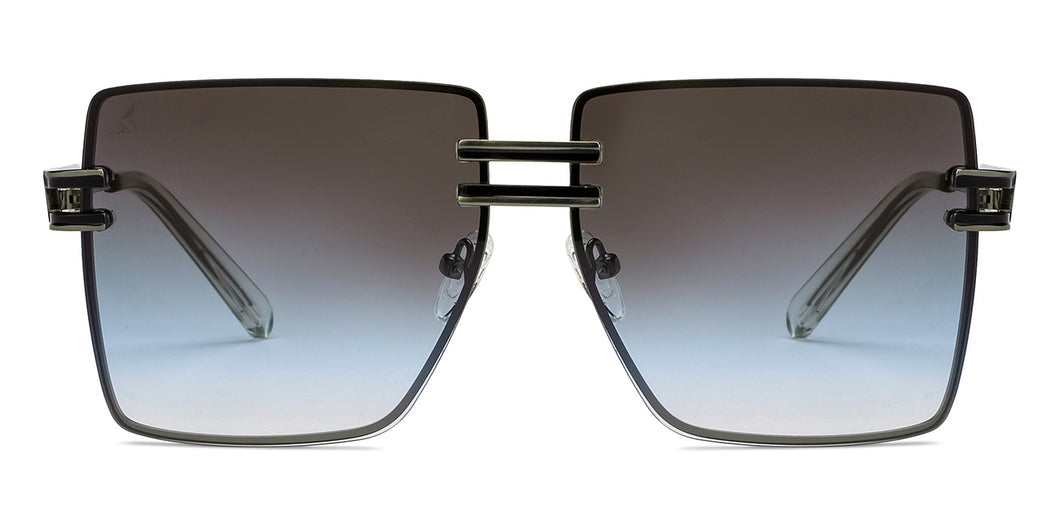 Silver Black Square Rimless Unisex Sunglasses by Vincent Chase-206742