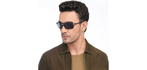 Silver Square Rimless Unisex Sunglasses by John Jacobs-207028