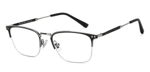 Black Rectangle Half Rim Unisex Eyeglasses by John Jacobs-201398