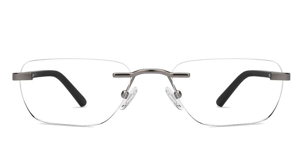 Silver Rectangle Rimless Unisex Eyeglasses by Vincent Chase-208777
