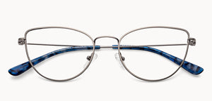 Silver Cat Eye Full Rim Women Eyeglasses by Vincent Chase-152832