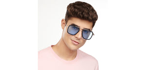 Black Rectangle Full Rim Unisex Sunglasses by OJOS-205628
