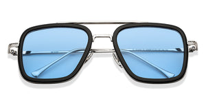 Black Rectangle Full Rim Unisex Sunglasses by OJOS-205628