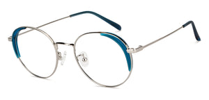 Blue Round Full Rim Unisex Eyeglasses by John Jacobs-150891