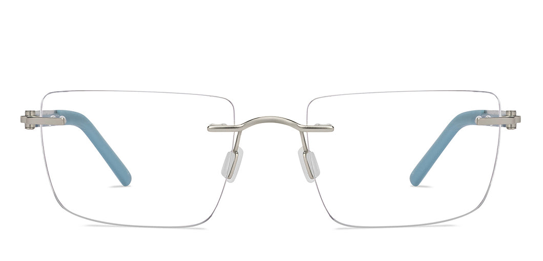 Silver Square Rimless Unisex Eyeglasses by Lenskart Air-200740