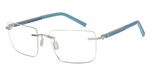 Silver Square Rimless Unisex Eyeglasses by Lenskart Air-200740