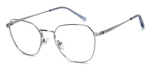 Silver Hexagonal Full Rim Unisex Eyeglasses by John Jacobs-206515