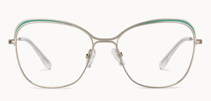 Silver Cat Eye Full Rim Women Eyeglasses by Vincent Chase-152825