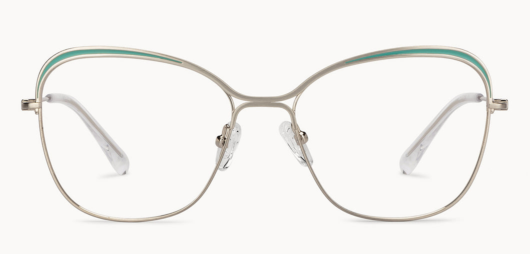 Silver Cat Eye Full Rim Women Eyeglasses by Vincent Chase-152825
