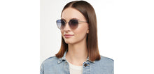 Load image into Gallery viewer, Silver Cat Eye Full Rim Unisex Sunglasses by Vincent Chase Polarized-200470