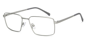 Silver Rectangle Full Rim Unisex Eyeglasses by John Jacobs-205312