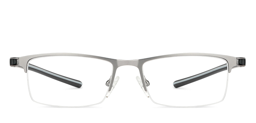 Silver Rectangle Half Rim Unisex Eyeglasses by Lenskart Air-152056