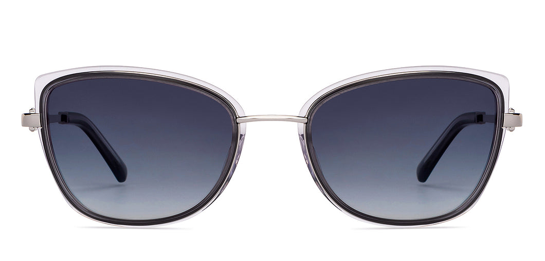 Silver Cat Eye Full Rim Unisex Sunglasses by John Jacobs-152711