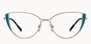 Silver Cat Eye Full Rim Women Eyeglasses by Vincent Chase-152830