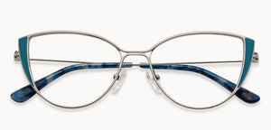 Silver Cat Eye Full Rim Women Eyeglasses by Vincent Chase-152830