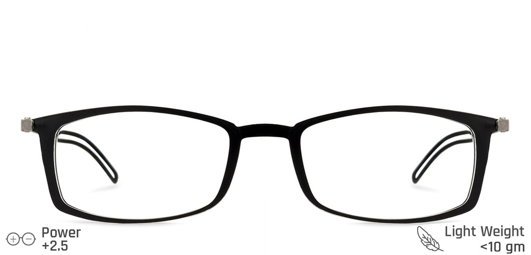 Black Rectangle Full Rim Unisex Eyeglasses by ThinOptics-134518