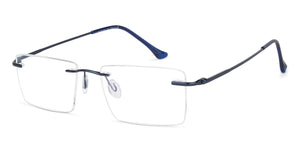 Blue Rectangle Rimless Unisex Eyeglasses by Vincent Chase Online-141628
